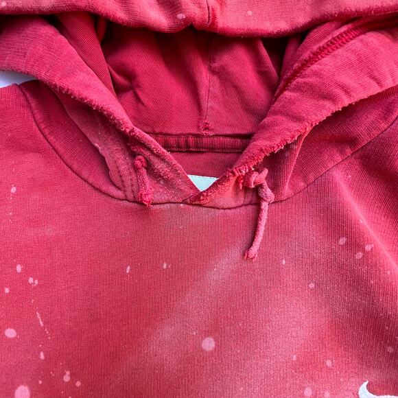 Vintage Y2K Thrashed Faded Red Nike Mini Swoosh Hoodie Sweatshirt M Paint Grunge - Picture 8 of 10
